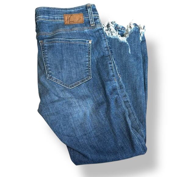 Mavi Tess High-Rise Skinny Jeans Blue Distressed Raw Hem Scoop Ankles 27 - Picture 2 of 10